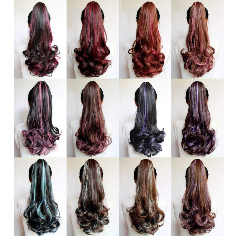 SOTOGO 30 Pieces Clip in Hair Extensions Colorful Curly Hair Extensions Hair Streak Party Highlights Hairpieces for Women Girls(30 Colors, 22 Inches) - Image 4